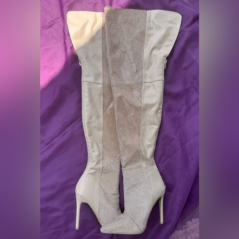 Crystal goddess rhinestone boots! Over the knee! Lots of bling!